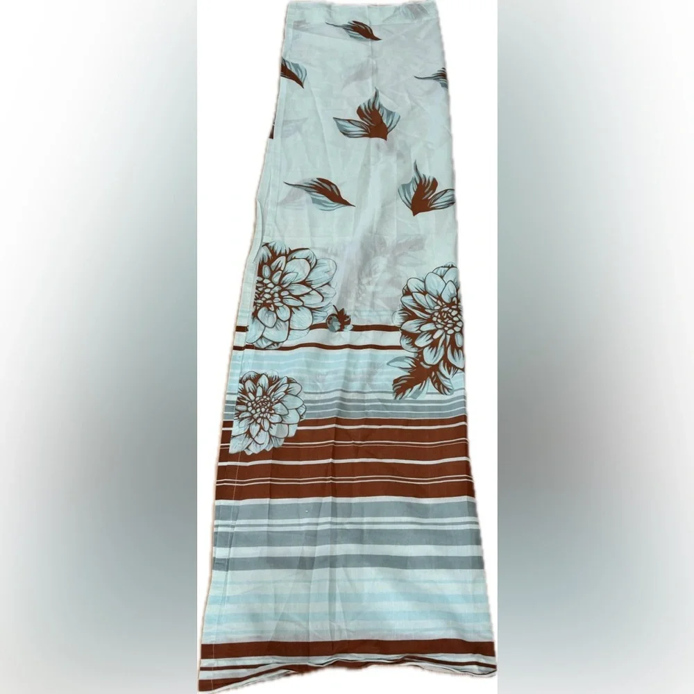 Two Panel Drapes‎ 82x40 Floral BlueGreen Brown
